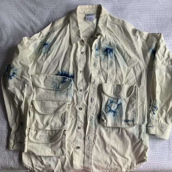 MARCELO BURLON Men's Shibori 4-Pocket Denim Shirt - Picture 5 of 9